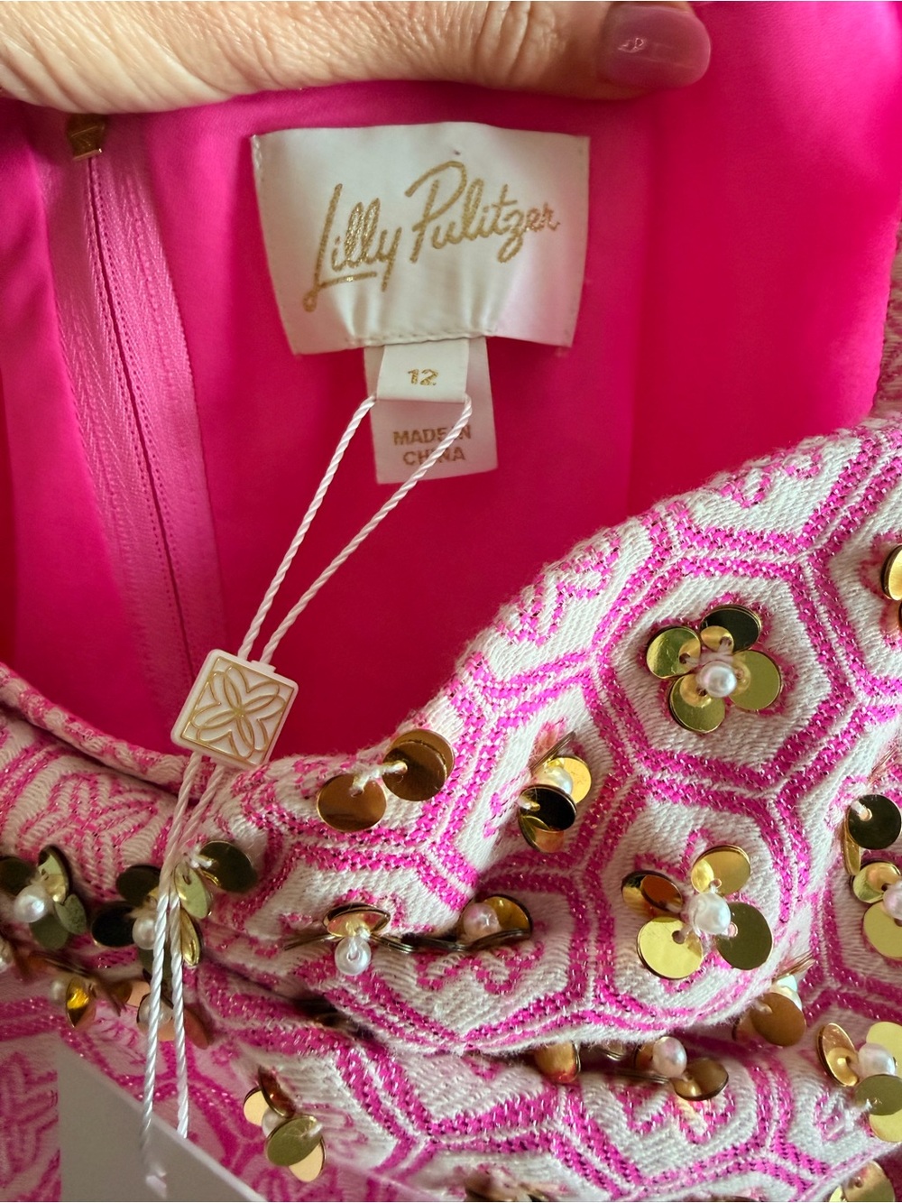 Lilly Pulitzer Pink Embellished Bow Slip Dress - Picture 4 of 8